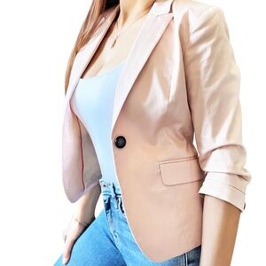 MEXX Light Pink 3/4 Sleeve Cotton Blazer
